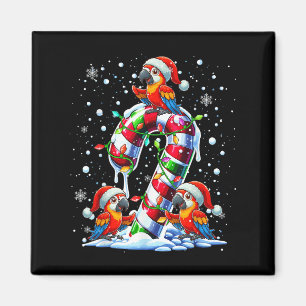 Three Santa Parrots On Candy Cane Christmas Kids T Magnet