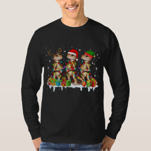 Three Santa Reindeer Elf Bearded Dragon Christmas T-Shirt