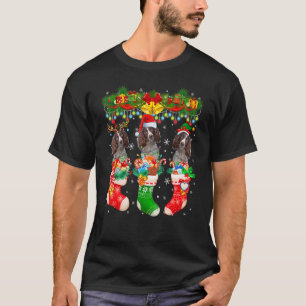 Three Santa Reindeer Elf English Springer Spaniels T-Shirt