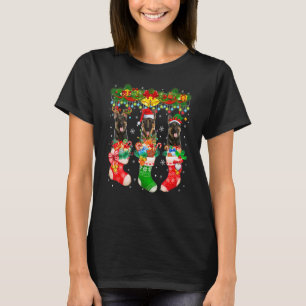 Three Santa Reindeer Elf German Shepherd Dogs In X T-Shirt
