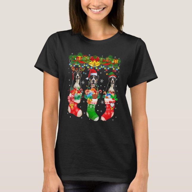 Three Santa Reindeer Elf Greater Swiss Mountains X T-Shirt (Front)