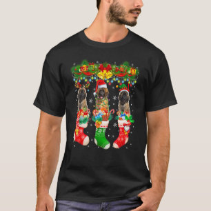 Three Santa Reindeer Elf Leonberger Dogs In Christ T-Shirt