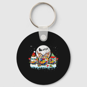 Three Santa Reindeer Volleyball Sungles Xmas Playe Key Ring