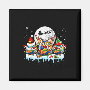 Three Santa Reindeer Volleyball Sungles Xmas Playe Magnet