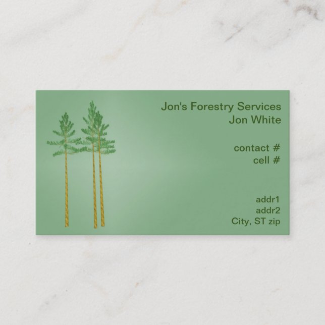 Three sawtimber sized pine trees business card (Front)
