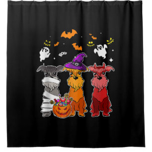 Three Schnauzer Witch Hat Cute Halloween Gifts Shower Curtain