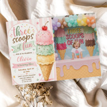 Three Scoops Of Fun 3rd Birthday Party 