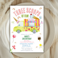 Three Scoops Of Fun Ice Cream Truck 3rd Birthday 