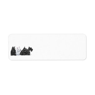 Three Scotties & a Westie Return Address Label