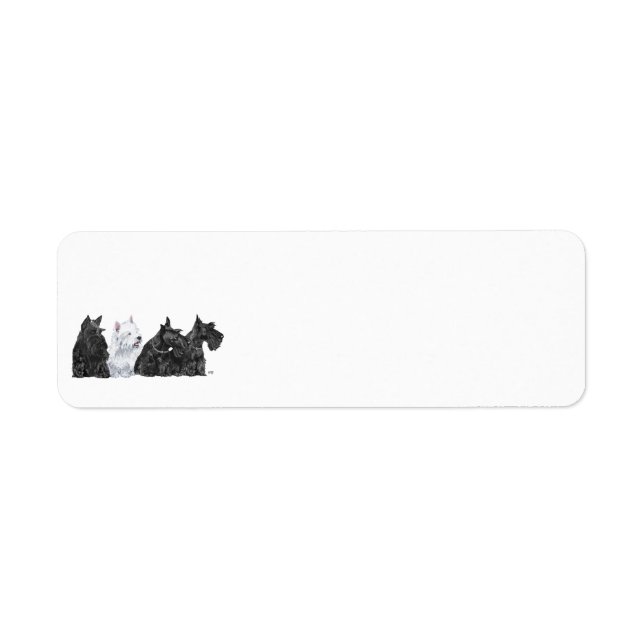 Three Scotties & a Westie Return Address Label (Front)