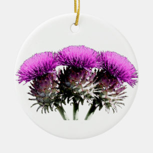 Three Scottish Thistles Ceramic Tree Decoration