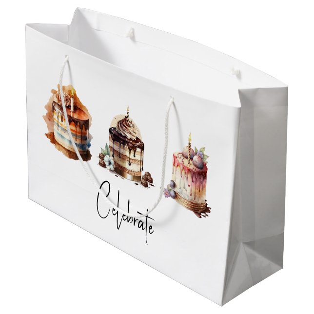  Three Scrumptious Cakes Custom Gift Bag (Back Angled)