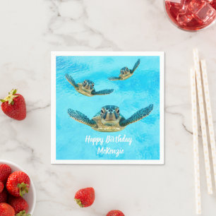 Three Sea Turtles Swimming Napkin
