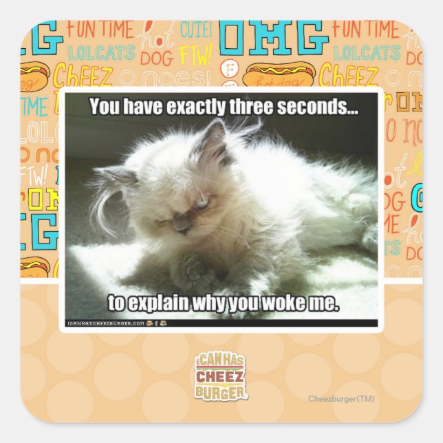 Three seconds square sticker (Front)