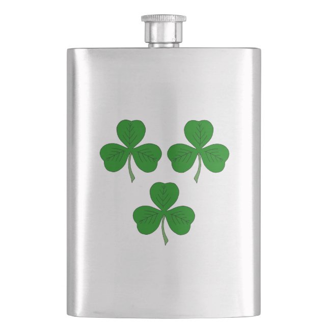 Three Shamrocks Hip Flask (Front)