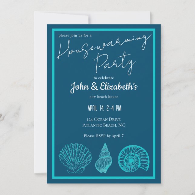 Three Shell Beach Housewarming Party Invitation (Front)