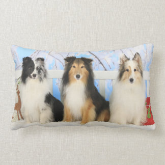 Three Sheltie Colours Christmas Lumbar Cushion