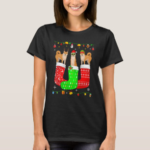 Three Shiba Inu Dog In Christmas Socks Matching Xm T-Shirt