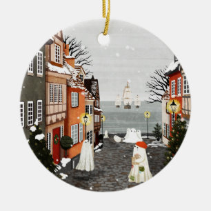 Three Ships Ceramic Ornament
