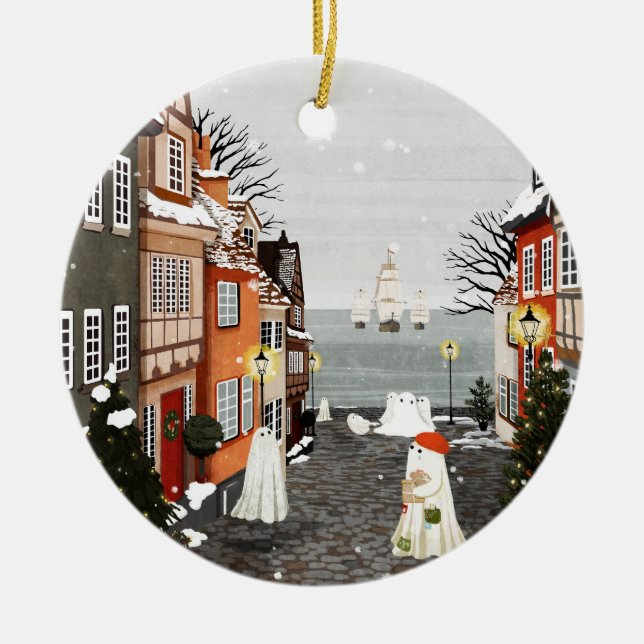 Three Ships Ceramic Ornament (Front)