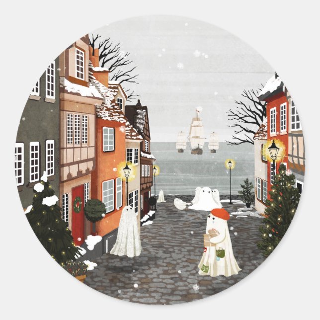 Three Ships Classic Round Sticker (Front)