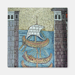 Three ships entering the port of Ravenna Magnet