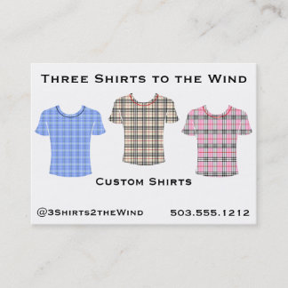 Three Shirts to the Wind Business Card