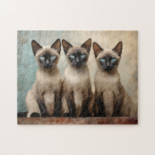 Three Siamese cats Jigsaw Puzzle