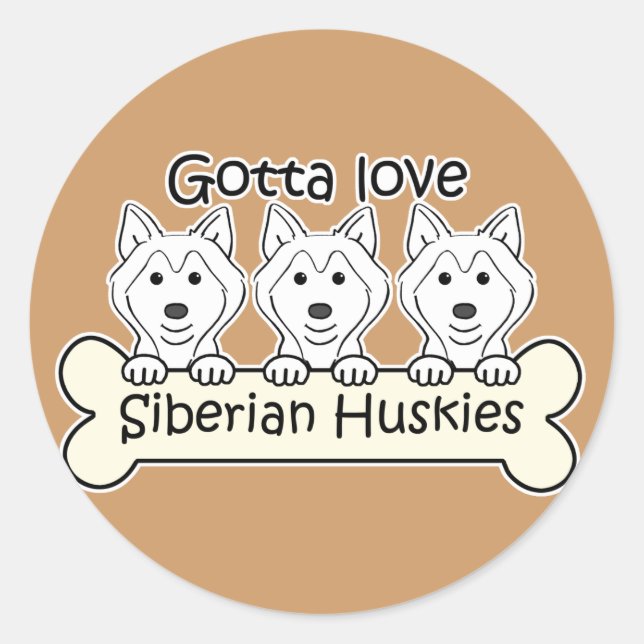 Three Siberian Huskies Classic Round Sticker (Front)