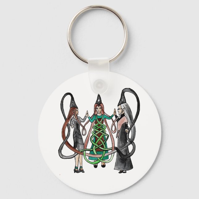 Three Sisters - Celtic witches Key Ring (Front)