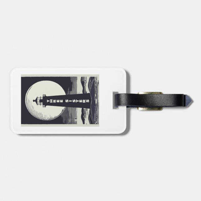 Three Sisters Lighthouse Massachusetts Moon Luggage Tag (Back Horizontal)