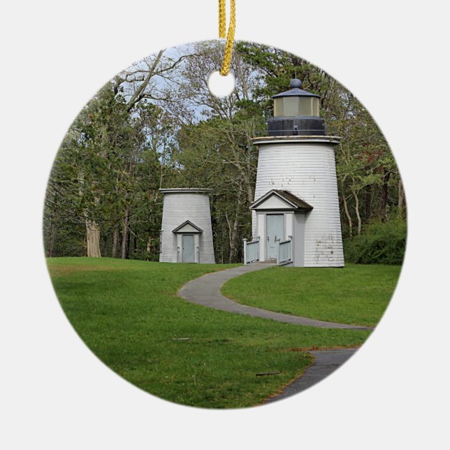 Three sisters lighthouses ceramic ornament (Front)