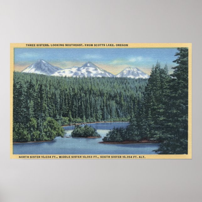 Three Sisters Mountains Near Bend, OR from Scott Poster (Front)
