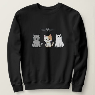 Three Sitting Cartoon Cats Sweatshirt