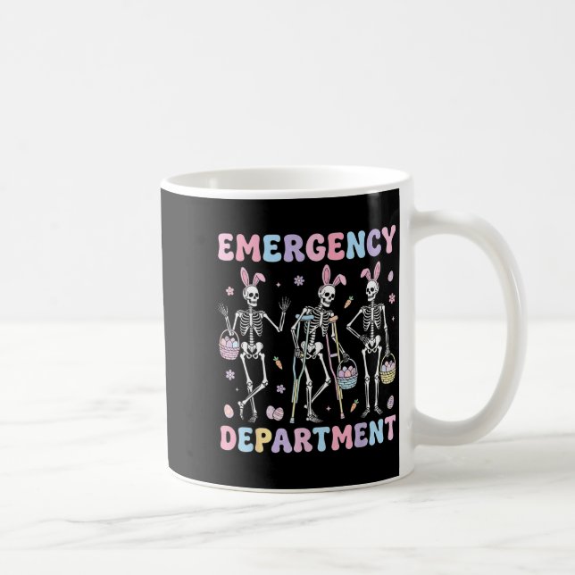 Three Skeletons Emergency Department Funny Easter  Coffee Mug (Right)