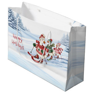 Three Skiing Ducks Holiday Gift Bag