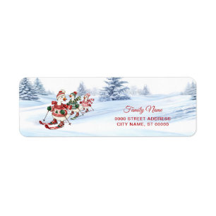 Three Skiing Ducks Return Address Label