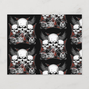 Three Skull Chopper Motorcycle Scrapbook Paper 