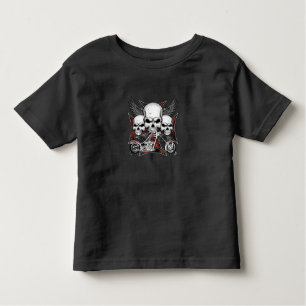 Three Skull with Red Chopper Motorcycle Toddler T-Shirt