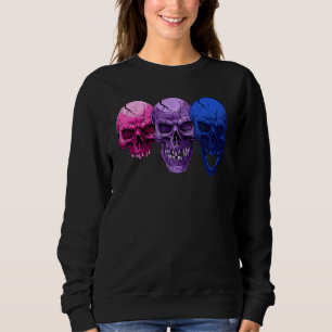 Three Skulls Bisexuality Flag Bisexual Lgbtq Pride Sweatshirt