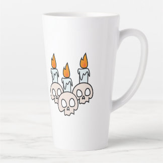 Three Skulls with Burning Candles Latte Mug