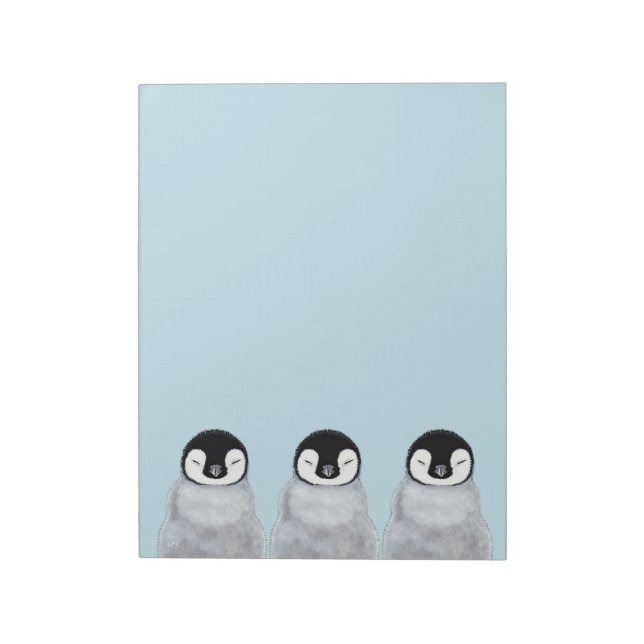 Three Sleeping Baby Penguin Chicks Notepad (Rotated)