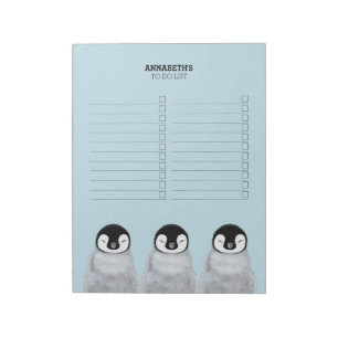 Three Sleeping Baby Penguin Chicks To Do List Notepad