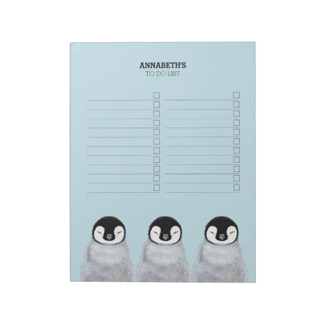 Three Sleeping Baby Penguin Chicks To Do List Notepad (Rotated)