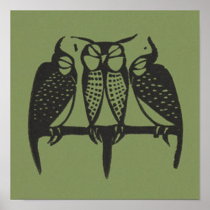 Three Sleeping Owl by Gerrit Willem Dijsselhof Poster