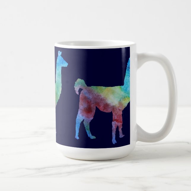 Three Slender Colorwashed Llamas Coffee Mug (Right)