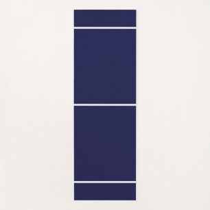 Three Slender White Stripes Navy Blue Background Yoga Mat