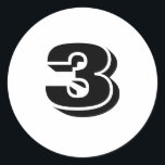 Three Small Round White Number Stickers by Janz<br><div class="desc">Custom Number Designs by Janz © 2008-2017 Jan Fitzgerald. All rights reserved. Graphic Design,  Artwork,  & Photography by Jan & Michael Fitzgerald.</div>