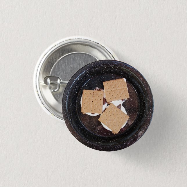Three S'mores on a Camp Plate Button (Front & Back)