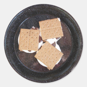 Three S'mores on a Camp Plate Stickers